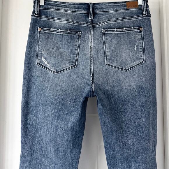 Judy Blue High Waist Destroy Cuffed Boyfriend Fit Denim Jeans Size 11/30 - Picture 8 of 13